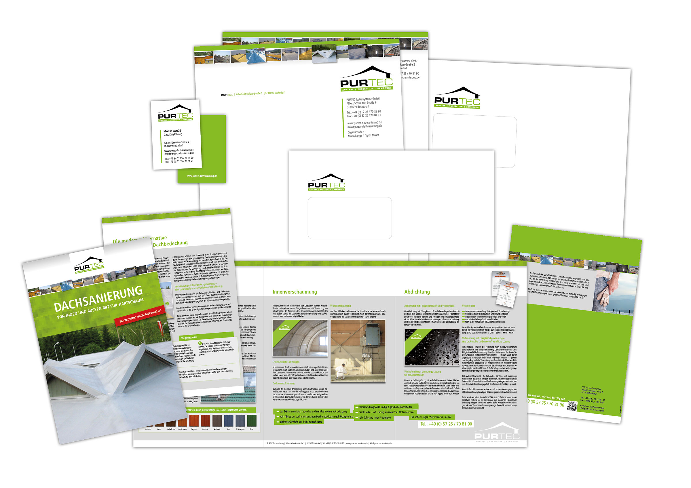 Geschäftsausstattung Purtec Dachsanierung | Heydenbluth Design Werbung aus Barsinghausen